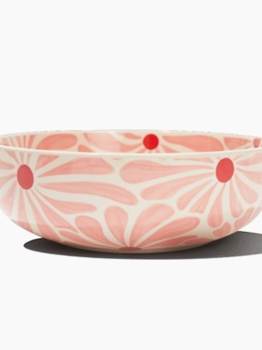 Anthropologie Pink Daisy Ceramic Bowl